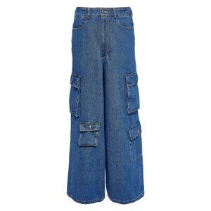 The Frankie Shop | Hailey High Rise Denim Oversized Cargo Pants Jeans